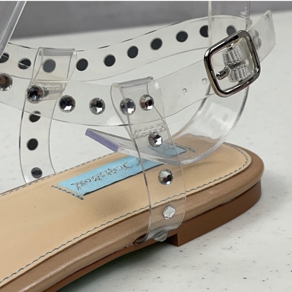 Betsy Johnson Studded Clear Flat Sandals - Picture 4 of 7
